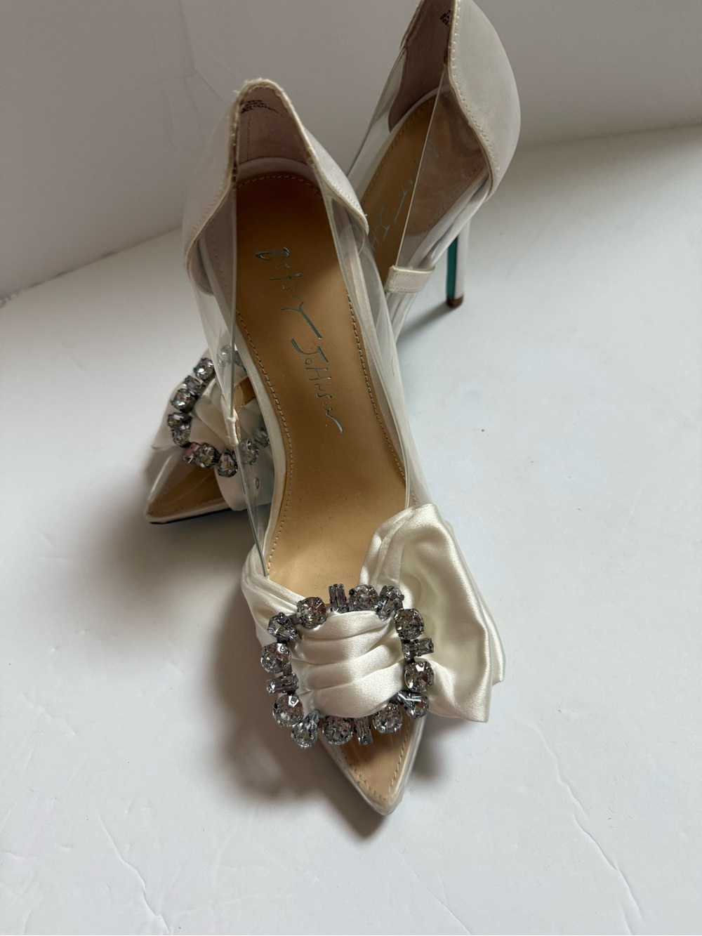 Betsy Johnson Maise Moxie Satin Lucite Heels